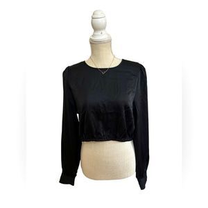 NWT House of Harlow 1960 100% Polyester Black Crop Longsleeve Top M